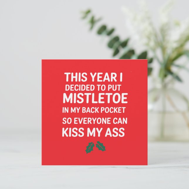 Rude Christmas Funny Noel Hilarious Christmas Tree Holiday Card (Standing Front)