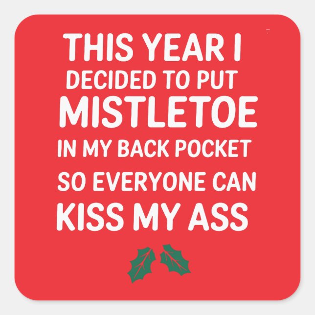 Rude Christmas Funny Noel Hilarious Christmas Tree Square Sticker (Front)