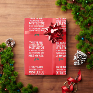 Rude Christmas Funny Noel Hilarious Christmas Tree Wrapping Paper
