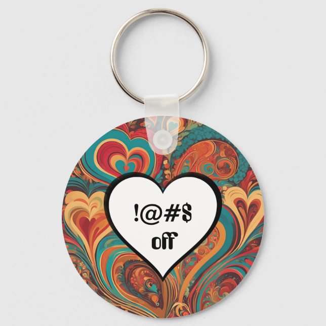 Rude Funny Heart Design !@#$ Key Ring (Front)