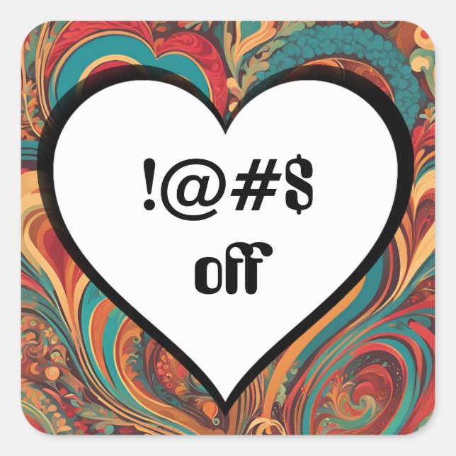 Rude Funny Heart Design !@#$ Square Sticker (Front)
