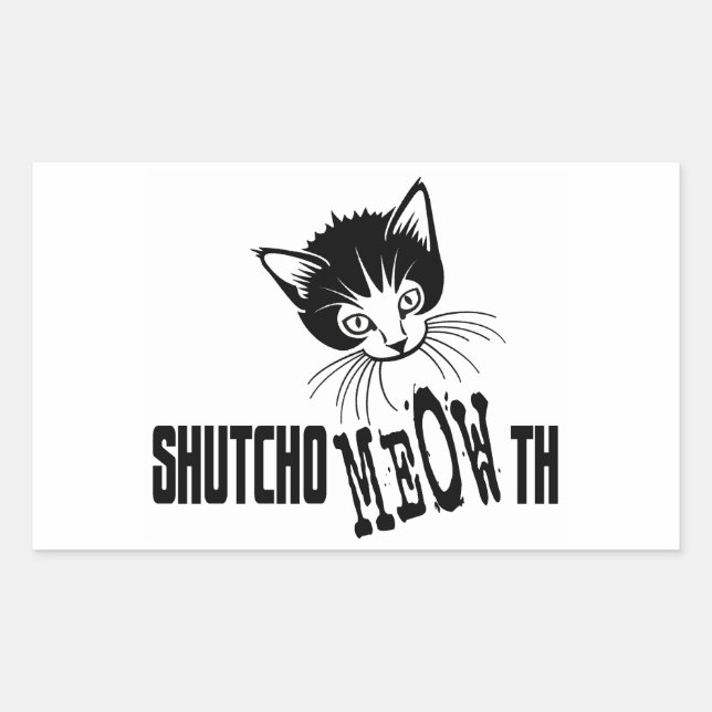Rude Kitty - Shut Your Mouth Rectangular Sticker (Front)