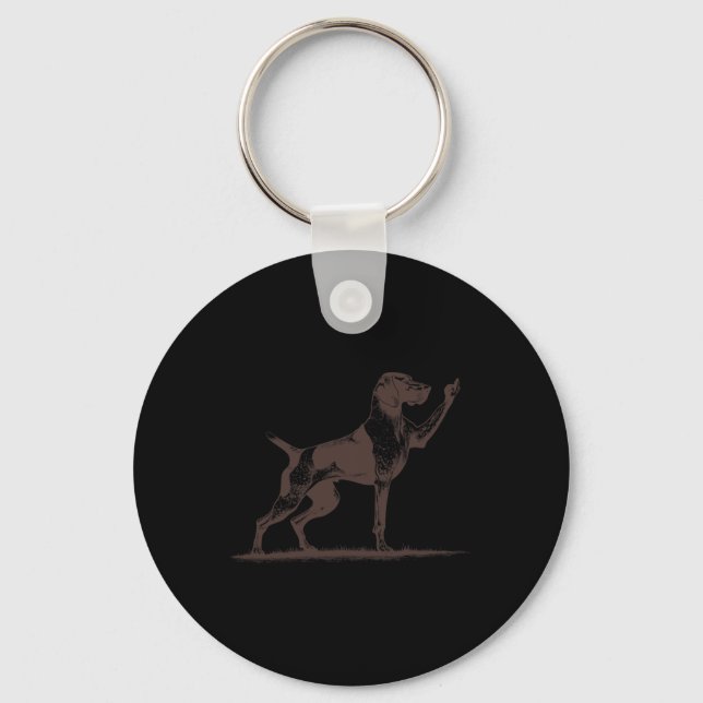 Rude Pointer Dog Hole German Shorthaired Pointer D Key Ring (Front)