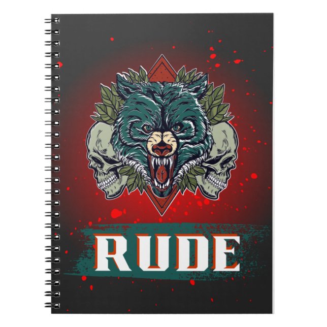 rude , skull and bear notebook (Front)