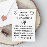 Rude Wife Birthday Card from Husband / Humour gift<br><div class="desc">Make her laugh on her special day with this Rude Wife Birthday Card from Husband! Featuring cheeky humour and a playful tone, this card is the perfect way to add a fun twist to her birthday. Designed for husbands who love to joke around, this card brings a lighthearted and memorable...</div>