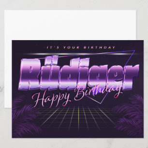Rüdiger Name Vorname lila retro Karte Geburtstag Card