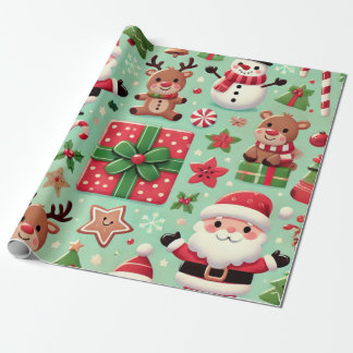 rudolf and santa Wrapping Paper