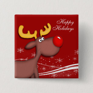 Rudolf Christmas 15 Cm Square Badge