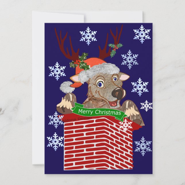 Rudolf Christmas Greeting Holiday Card (Front)