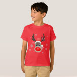 Rudolf - Christmas reindeer T-Shirt<br><div class="desc">Funny design of a tender christmas reindeer Rudolf with christmas hat and various snowflakes background. Ideal for Christmas holidays</div>