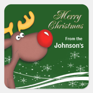 Rudolf Christmas Square Sticker