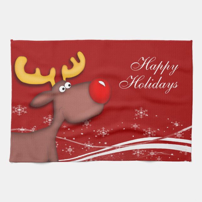 Rudolf Christmas Tea Towel (Horizontal)