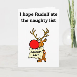 Rudolf eating the naughty list card