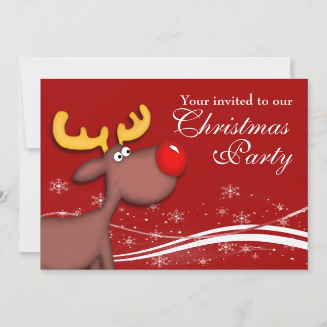 Rudolf Reindeer Company Christmas Party Invitation (Front)