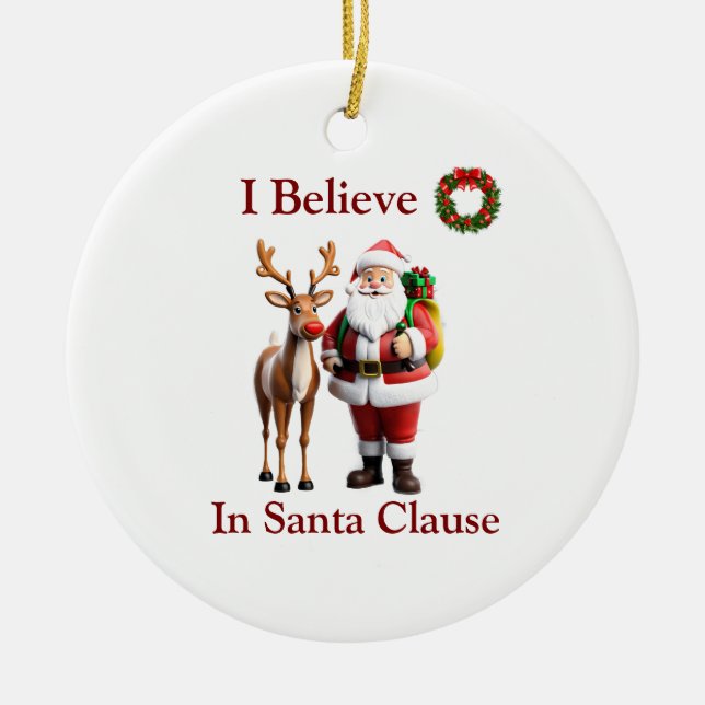 Rudolf the red nosed reindeer ceramic tree decoration (Front)