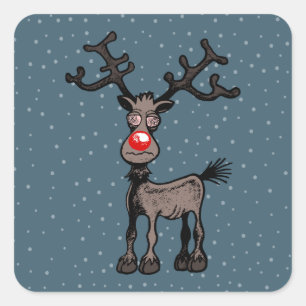 Rudolf the Reindeer has Crazy Eyes Square Sticker