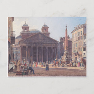 Rudolf von Alt- The Pantheon and the Piazza della Postcard