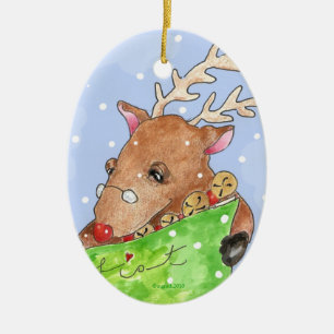 rudolf with the list ceramic tree decoration