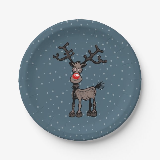Rudolf's Pretty Crazy Eyes Paper Plate (Front)