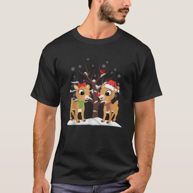Rudolph And Clarice Christmas Kids Girls Tee Reind (Front)