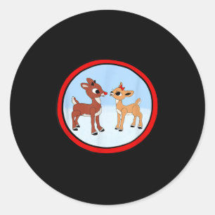 Rudolph And Clarice Christmas Kids Girls Tee Reind Classic Round Sticker