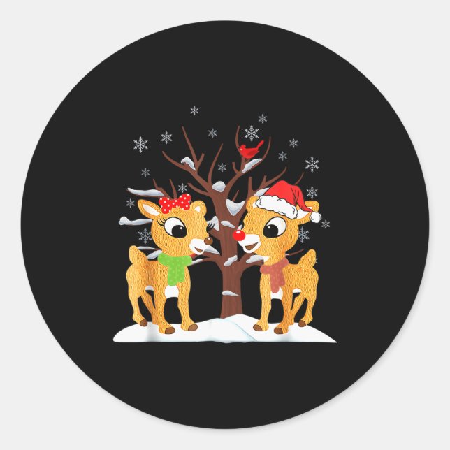 Rudolph And Clarice Shirt Christmas Kids Girls Tee Classic Round Sticker (Front)