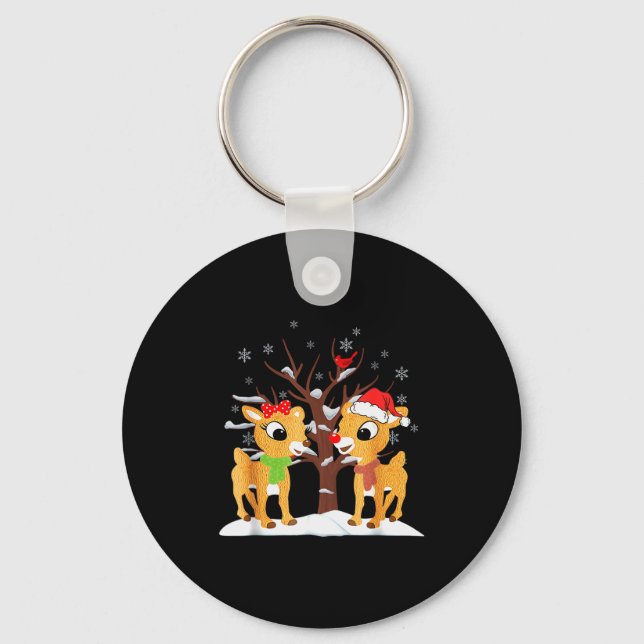 Rudolph And Clarice Shirt Christmas Kids Girls Tee Key Ring (Front)