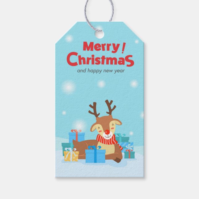 Rudolph and Presents  Gift Tags (Front)