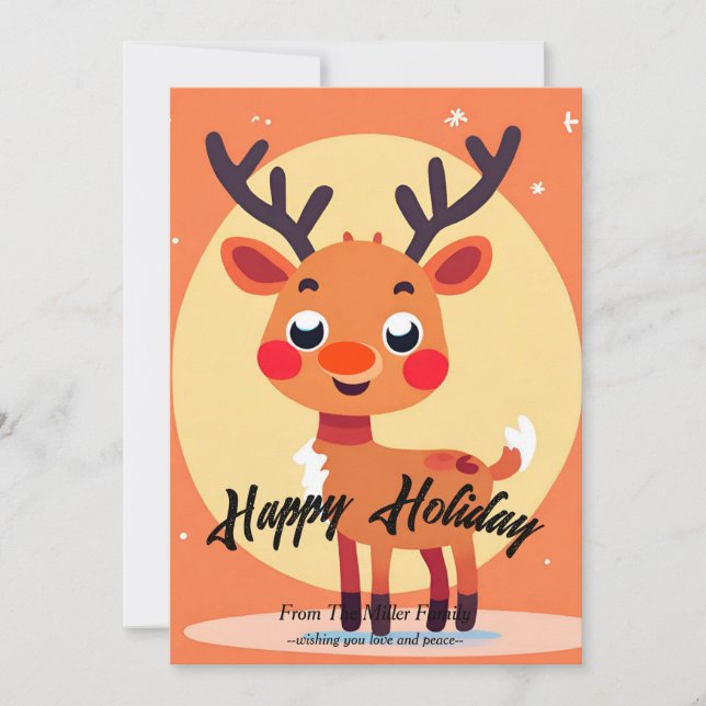 Rudolph Christmas Flat Holiday Card (Front)