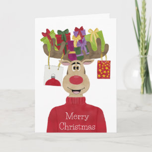 Rudolph Christmas Gifts Reindeer Holiday Card