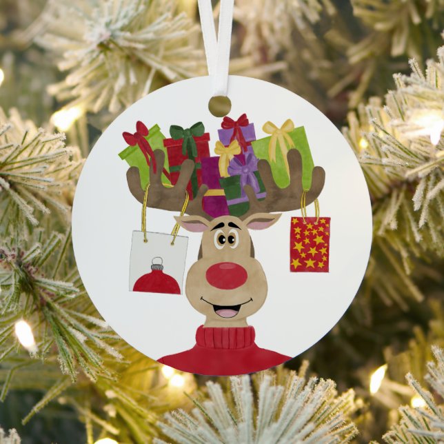 Rudolph Christmas Gifts Reindeer Metal Ornament (Insitu)