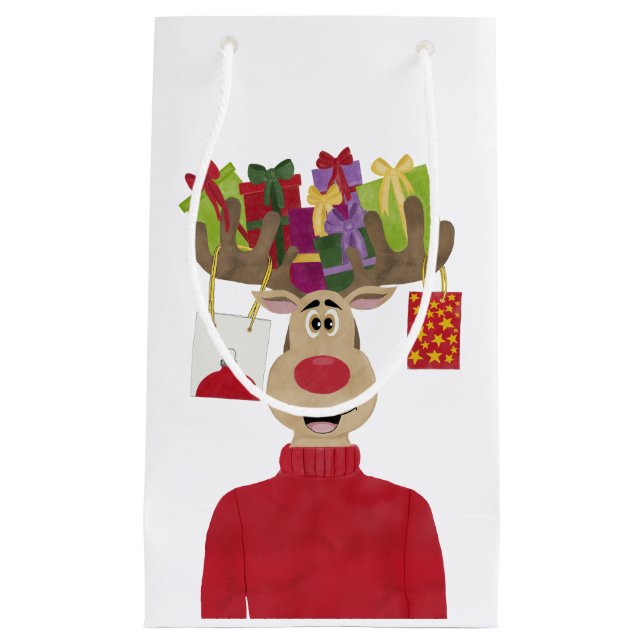 Rudolph Christmas Gifts Reindeer Small Gift Bag (Front)