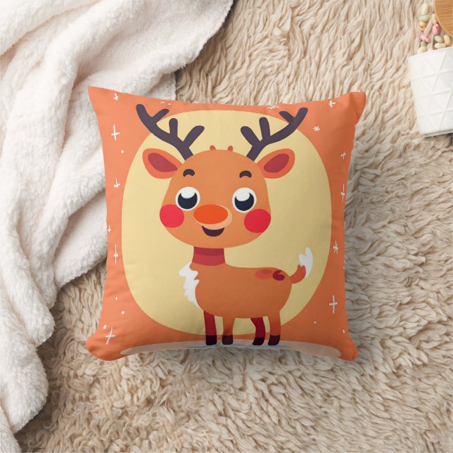 Rudolph Christmas Holiday Throw Pillow (Blanket)