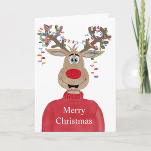 Rudolph Christmas Lights Reindeer Holiday Card
