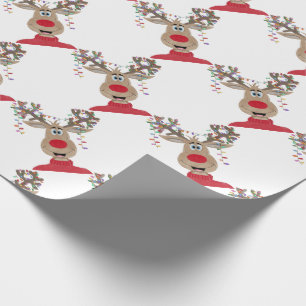 Rudolph Christmas Lights Reindeer Wrapping Paper