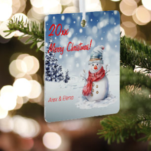 Rudolph Christmas snow photo Metal Square Ornament