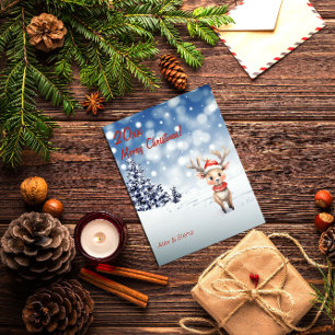 Rudolph Christmas tree snow Holiday Postcard