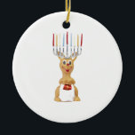 Rudolph Hannukkah Ceramic Tree Decoration<br><div class="desc">Ornament</div>