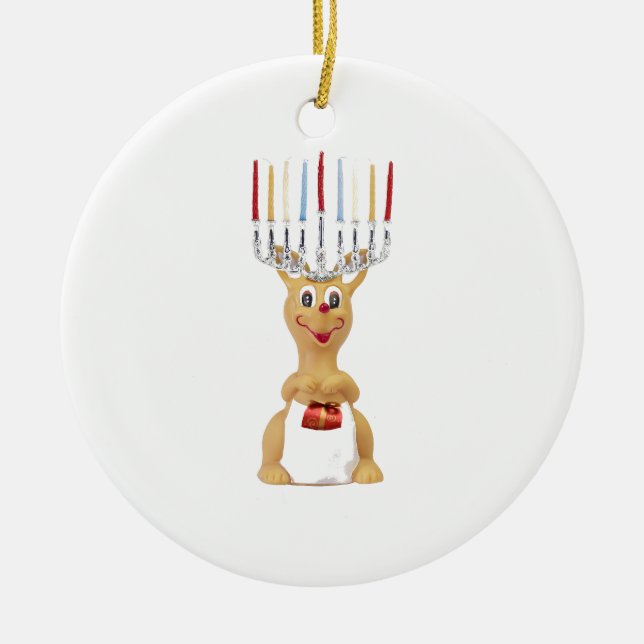 Rudolph Hannukkah Ceramic Tree Decoration (Front)