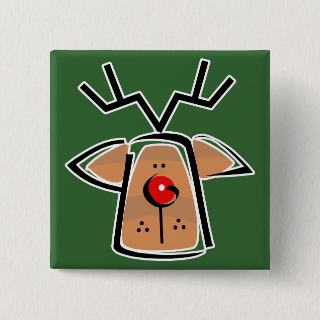 rudolph head 15 cm square badge (Front)