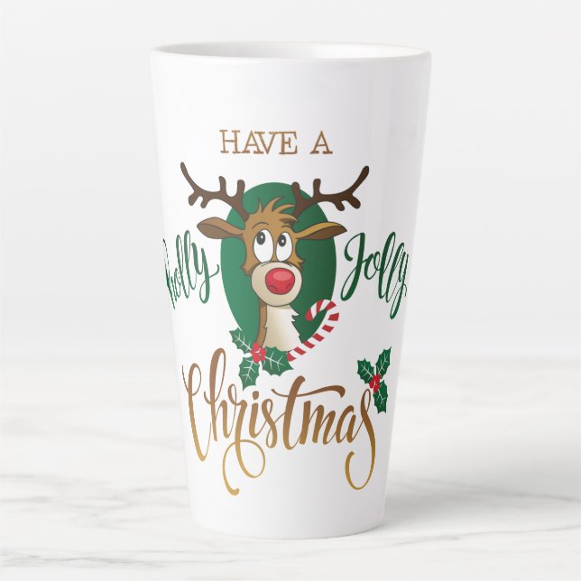 Rudolph Holly Jolly Christmas Latte Mug (Front)