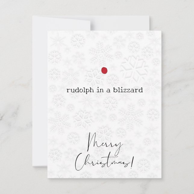 Rudolph in a Blizzard Merry Christmas Card (Front)