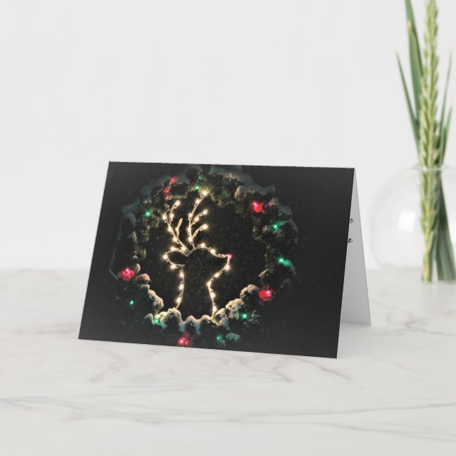 Rudolph in Christmas Wreath Christmas card (Front)
