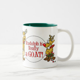 Rudolph is a Goat, Style 3 Two-Tone Coffee Mug