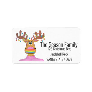 Rudolph LGBT Face Masked Reindeer Label