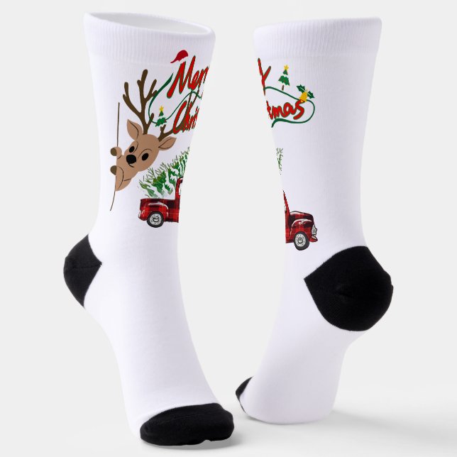 Rudolph Merry Christmas - Crew Socks (Angled)