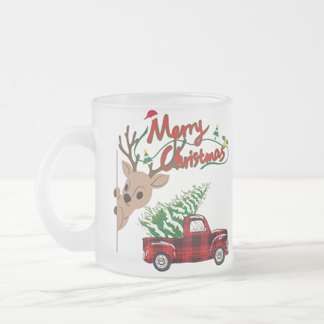 Rudolph Merry Christmas - Personalized Glass Mug (Left)