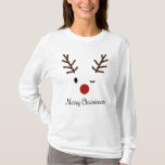 Rudolph Merry Christmas T-Shirt<br><div class="desc">Show your holiday spirit with winking Rudolph design.</div>