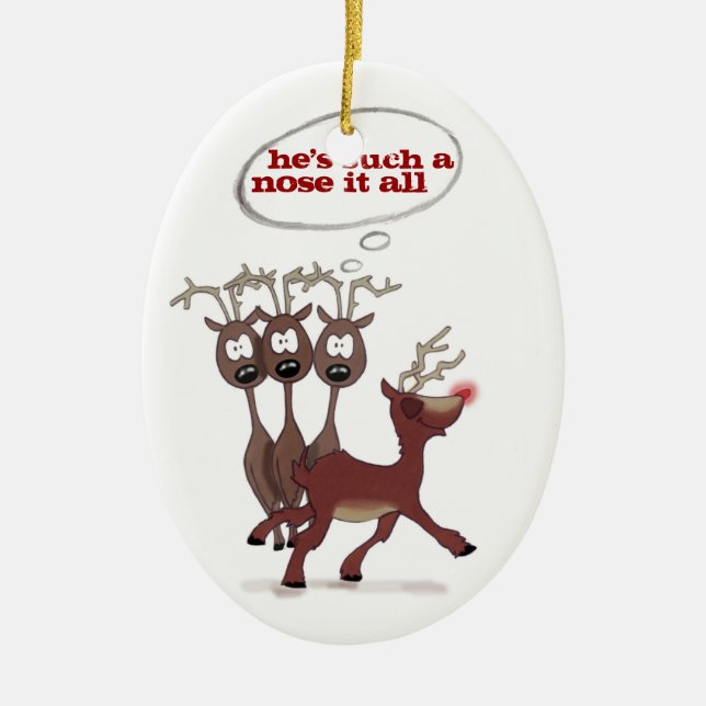 Rudolph "nose it all" *CUSTOMIZABLE* ornament (Front)