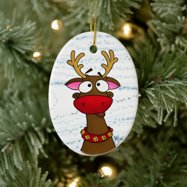 Rudolph, ornament, Merry Christmas Ceramic Tree Decoration (Tree)